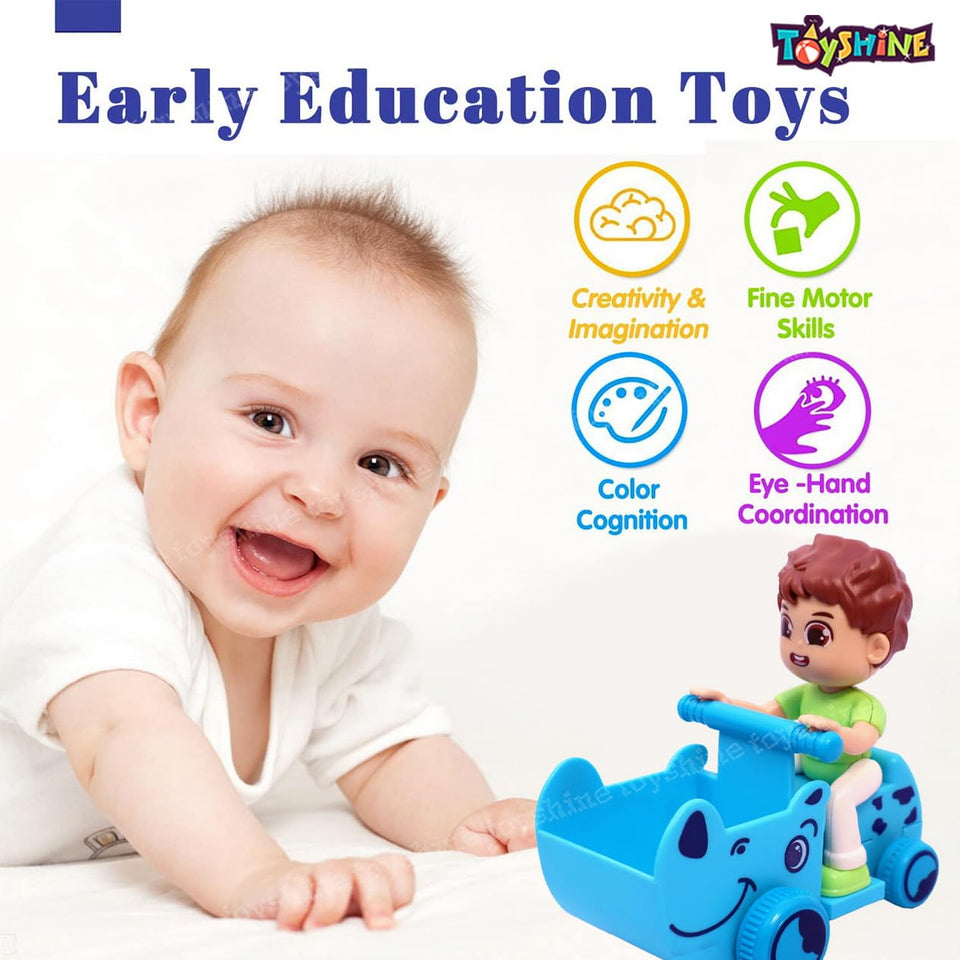 Toyshine Pack of 2 Push and Go Girl and Boy Play Set Friction Powered Toys for Kids 2 3 4 5 Years Old