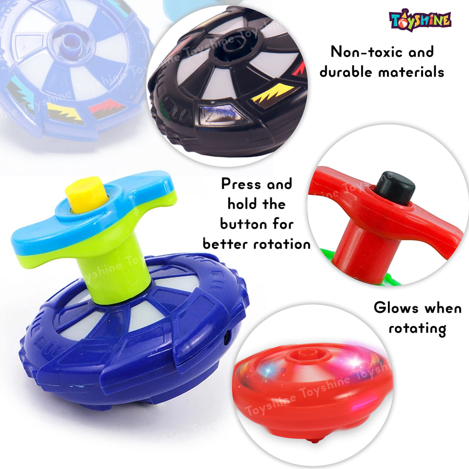Toyshine 12 Pack Colourful Light Balance Flashing Peg Top Party Favors Singing Musical Toy for Kids 3+