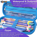 Toyshine Set of 2 Space Dino Hardtop Pencil Case with Tritan Grip Bottle - Kids Large Capacity School Supply Organizer Students Stationery - Boys Pen Pouch