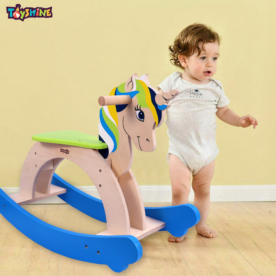 Toyshine Wooden Rocking Horse for Toddler Ages 1-3, Baby Animal Rockers Kids Horse Ride On Toy, Great Gifts for 1 Year Old, 65cm*24cm*44cm