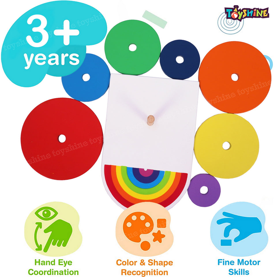 Toyshine Wooden Circle Shape Rainbow Stacker Learning Wooden Sorting & Stacking Toys for Kids