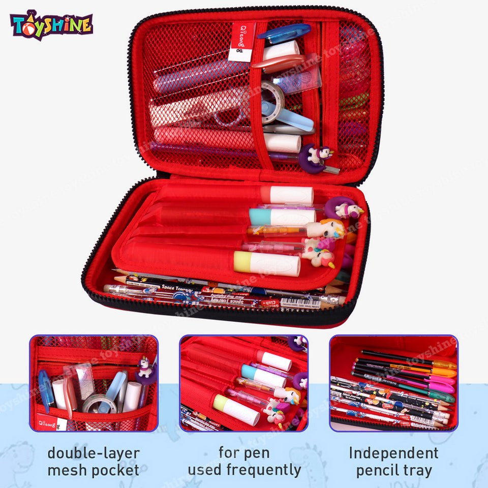 Toyshine Ball Games Theme Hardtop Pencil Case with Compartments - Kids Large Capacity School Supply Organizer Students Stationery Box - Girls Boys Pen Pouch, Basketball