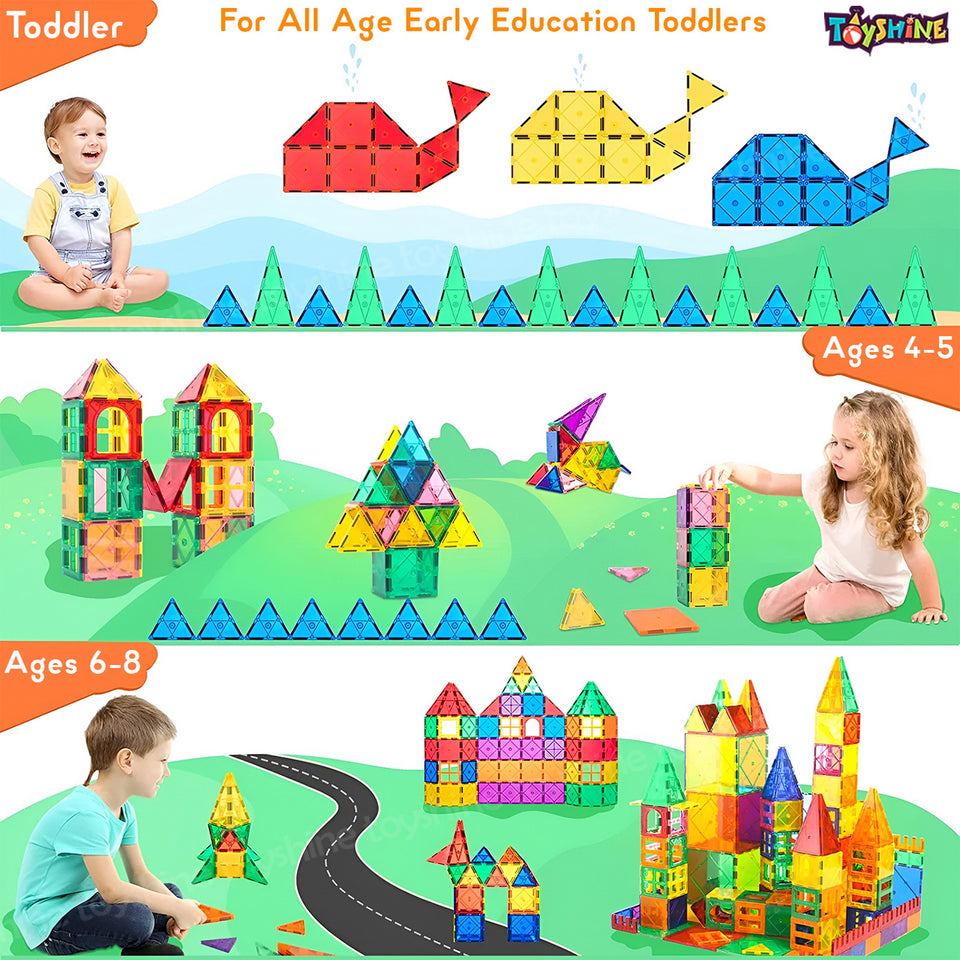 Toyshine 28 Pc Magnetic Tiles Building Block Constructing & Creative Learning Educational Toy Stem Kit for 3+ yrs