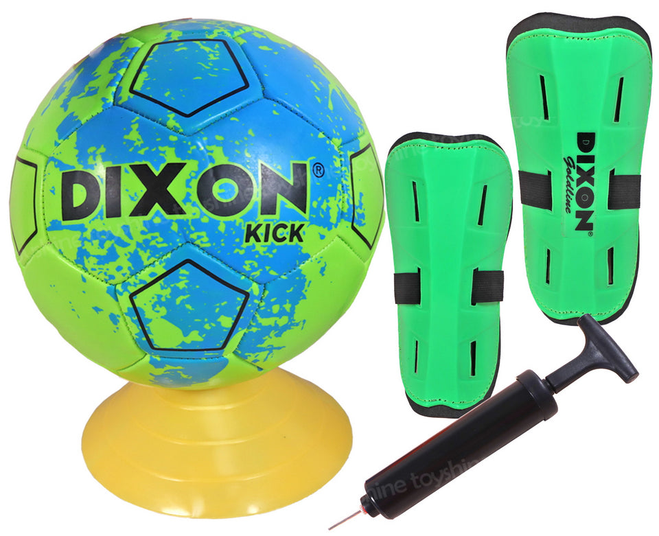 Toyshine Dixon 4 in 1 Football Combo Set Toy Gift for Kids | 1 Football, 1 Pair Shin Guard, 1 Pump| Birthday Gift for Boys Girls Toddler 4-10 Year Old - Green