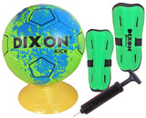 Toyshine Dixon 4 in 1 Football Combo Set Toy Gift for Kids | 1 Football, 1 Pair Shin Guard, 1 Pump| Birthday Gift for Boys Girls Toddler 4-10 Year Old - Green