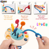Toyshine Baby Ellie Sensory Montessori Food Grade Silicone Pull String Activity Toy for Teething Play Adventure Travel-Friendly Perfect for 6+ Months - UFO