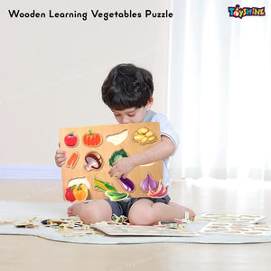 Toyshine Pack of 6 Wooden Learning Vegetables Puzzle Board with Knobs for Preschool Toddler Kids 3+ Birthday Return Gift Party Favor for Kids Girls Boys
