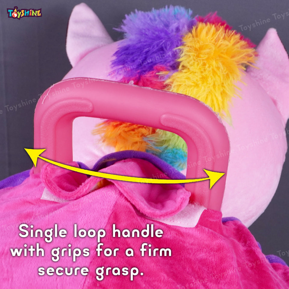Toyshine Soft Stuffed Horse Shape Inflatable Ride-On Pony Hippity Hop Jumping Hopping Ball for Kids, Pump Included - Pink
