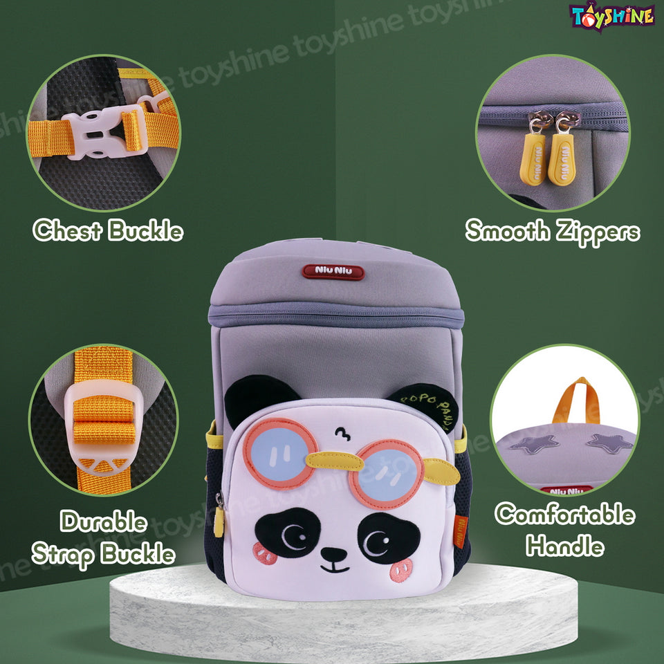 Toyshine 12" Panda Face Backpack for Kids Girls Boys Toddler Preschool Casual Shoulder Daypack Bag (30cm,Grey)