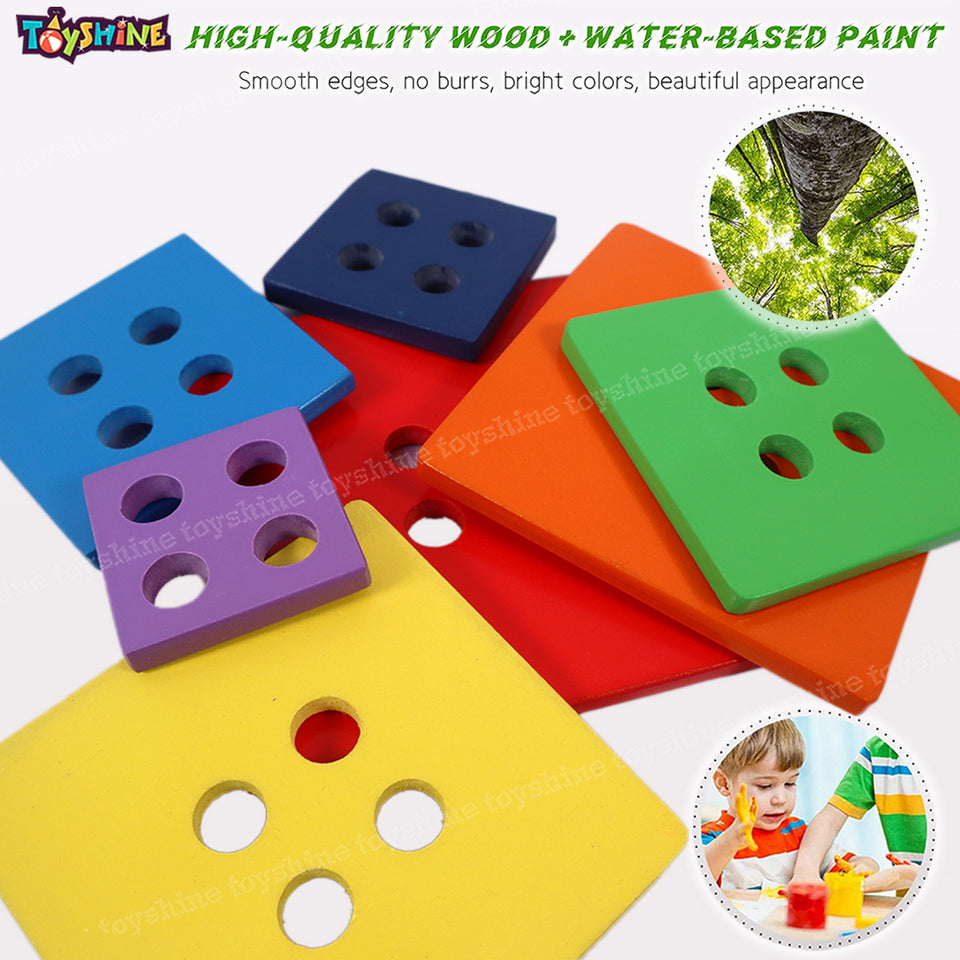 Toyshine Wooden Square Shape Rainbow Stacker, Toddler Learning Educational Wooden Sorting & Stacking Toys for Kids, Birthday Gift for Boys Girls 3-6 Years Old