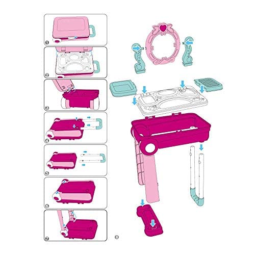 Toyshine Carry Along Dressing Table Make Up Set Beauty Table Toy with Briefcase and Accessories, Model for Girls Pretend Play Baby Toys Birthday Present 3-7 Year old