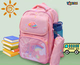 Toyshine Cloudy Unicorn High School College Backpacks for Teen Girls Boys Lightweight Bag with Pencil Pouch -Peach