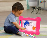 Toyshine Big Magic Pad Light Up LED Drawing Tablet with Stencils, 4 Neon Pens, Dry Eraser, Glow Boost Card - Pink