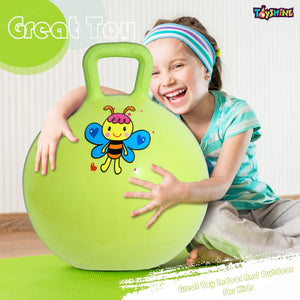 Toyshine Hopper Ball 45cm for Kids Ages: 3-6 Inflatable Hopping Balls Jumping Therapy Ball Toys Sit and Bounce Ball with Handle - Green