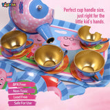 Toyshine 14 Pcs Stainless Steel Kitchen Set Tea Party Kitchen Set Toy for Girls Boys - Model C