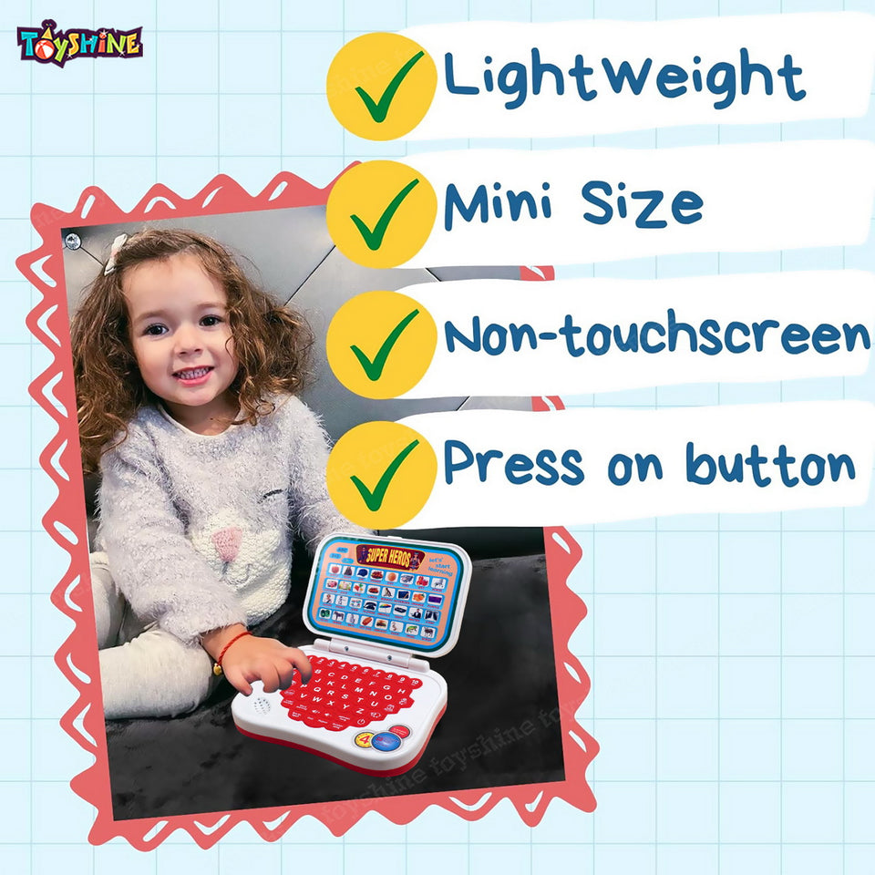 Toyshine Multifunction Contents Learning Kids Laptop Montessori Toy Child Education Game Fun and Learn Activity Children's Laptop-Red