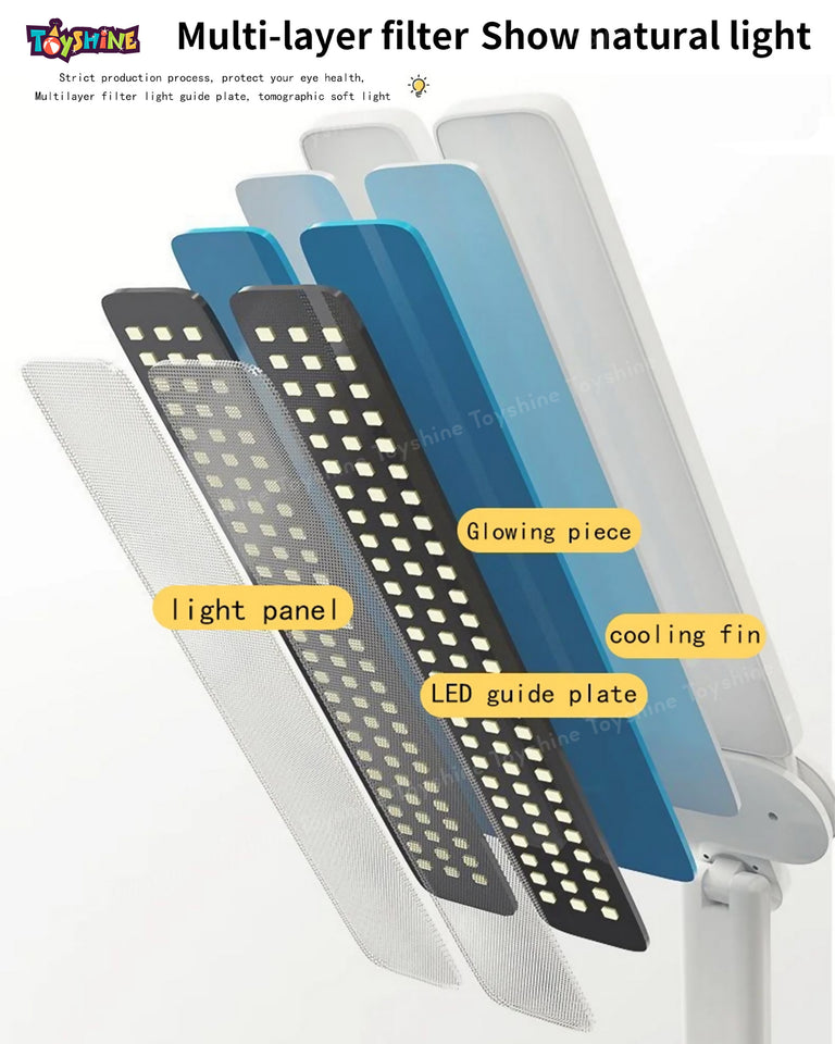 Toyshine Double Head Rechargeable Eye Caring 3 Mode Touch Control Foldable and Portable LED Table Lamp with Pen Stand for Kids Home Office