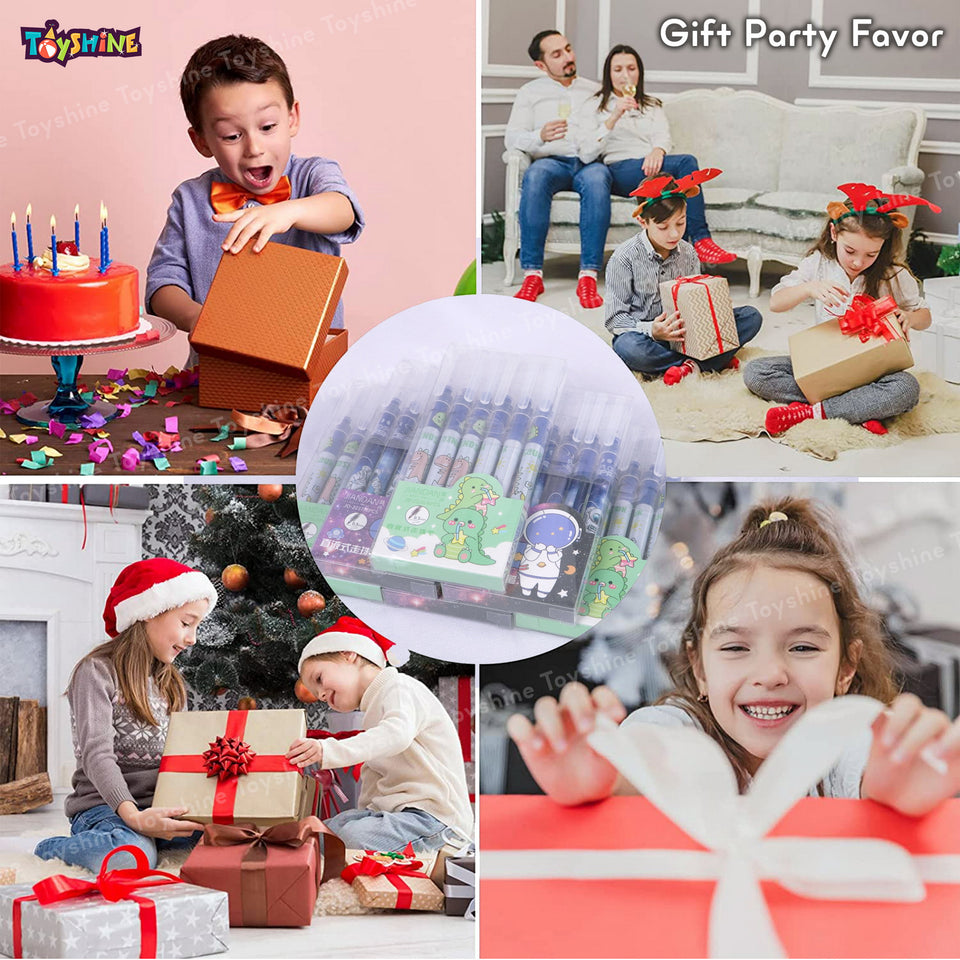 Toyshine 6 Set Cartoon Print Fine Point Refillable 0.5 mm Gel Ink Roller Pen Set Return Gift Birthday Party Favor Kids Stationery