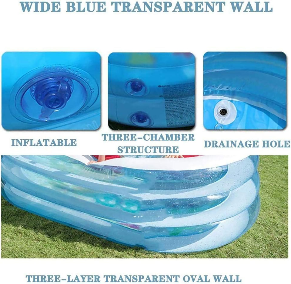 Toyshine Big Size Inflatable 3 Rings Baby Bath Tub Swimming Pool Play Centre Toy for Kids - 64x42x18 inches