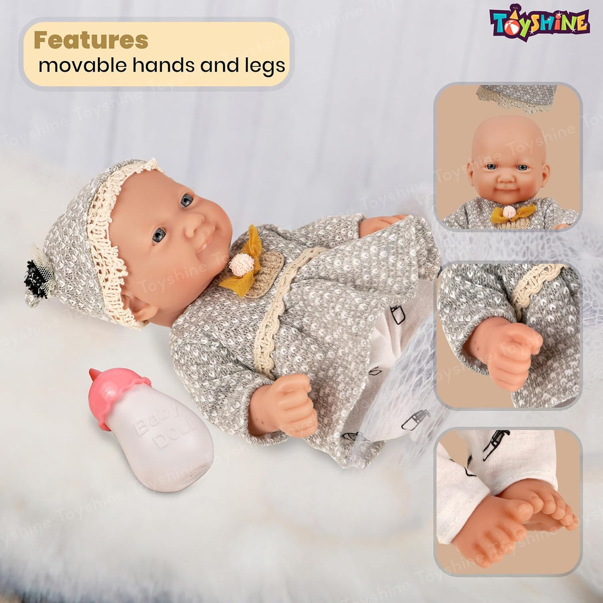 Toyshine 25cm Realistic New Born Baby Doll with Toy Feeder Beautiful
