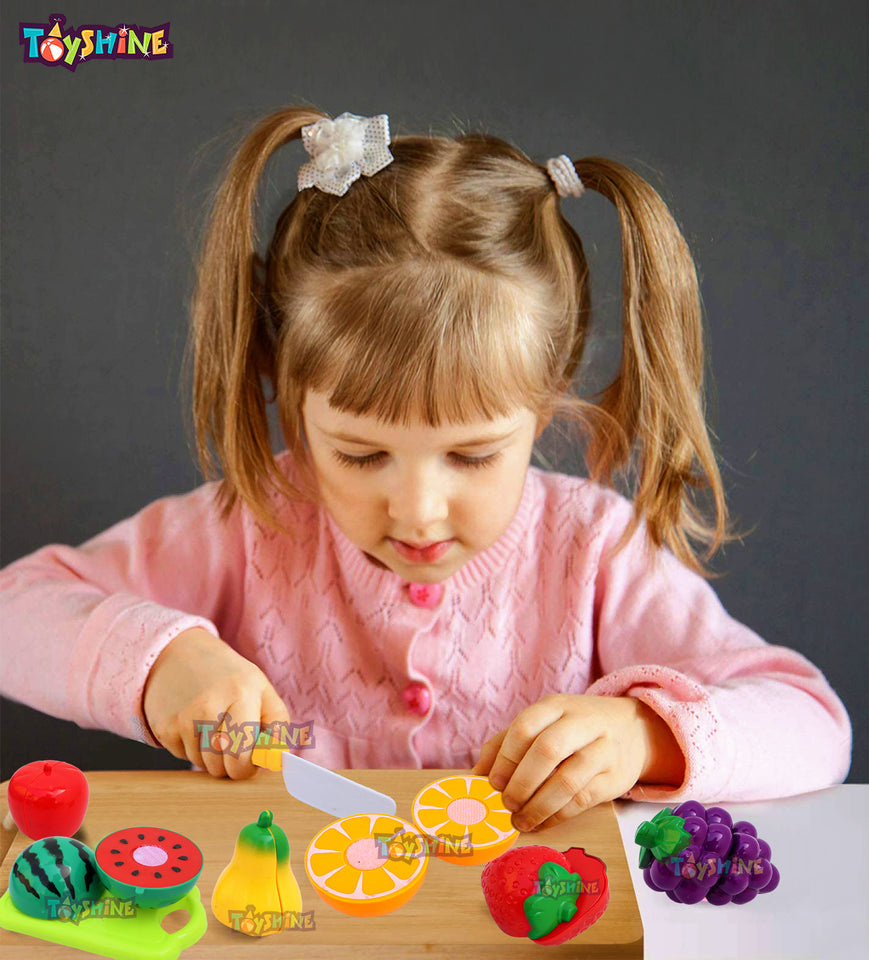 Toyshine Combo Pack of 3 Toys | Wooden Column Blocks, Kitchen Set, Sliceable Fruits | Kids Toddlers Playtoys