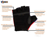 Toyshine Gym Gloves for Weight Lifting, Exercise and Crossfit for Fitness, Yoga Training, Powerlifting, Row, Cycling (Blue-RED) SSTP