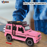 Toyshine 24*10cm Friction Powered Jeep with Music and Lights Smooth Push and Go Pretend Play Toy Car inbuilt with Doors Openable Feature Great Gift for Girls- Pink