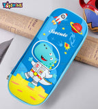 Toyshine Set of 2 Space Dino Hardtop Pencil Case with Tritan Grip Bottle - Kids Large Capacity School Supply Organizer Students Stationery - Boys Pen Pouch