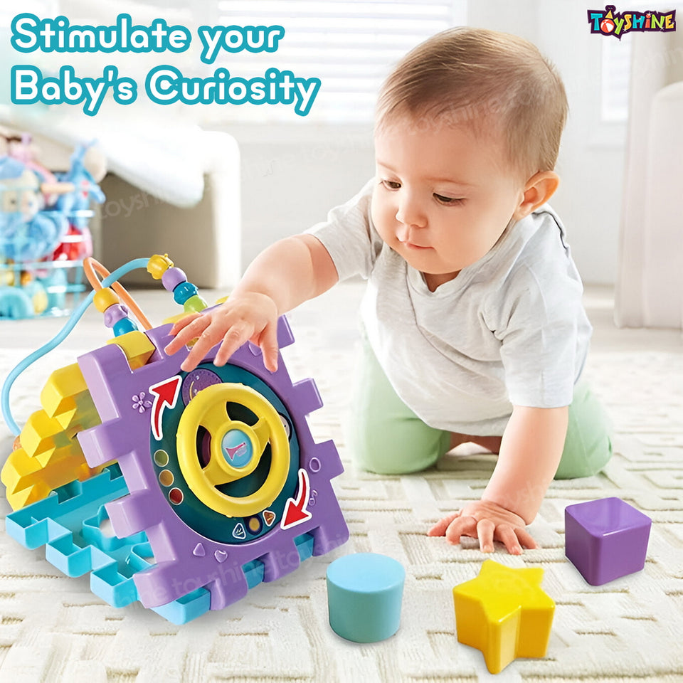 Toyshine 6 in 1 Educational Shape Sorter Baby Activity Cube Montessori Toy Gift for Babies 6-18 Months