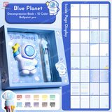 Spanker Astronaut Theme 3D Puffy Cute Notebook B6 size Diary with 10 In 1 Multicolor Pen for School Student Teens Birthday Gifts - Blue