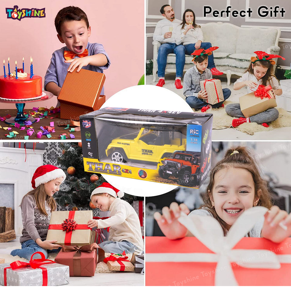 Toyshine 1:18 RC Scale Remote Control Rechargeable Wireless Toy Jeep with Lights for Kids Endless Childhood Fun Birthday Party Gift Return Gift - Yellow