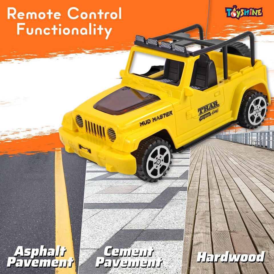 Toyshine 1:18 RC Scale Remote Control Rechargeable Wireless Toy Jeep with Lights for Kids Endless Childhood Fun Birthday Party Gift Return Gift - Yellow