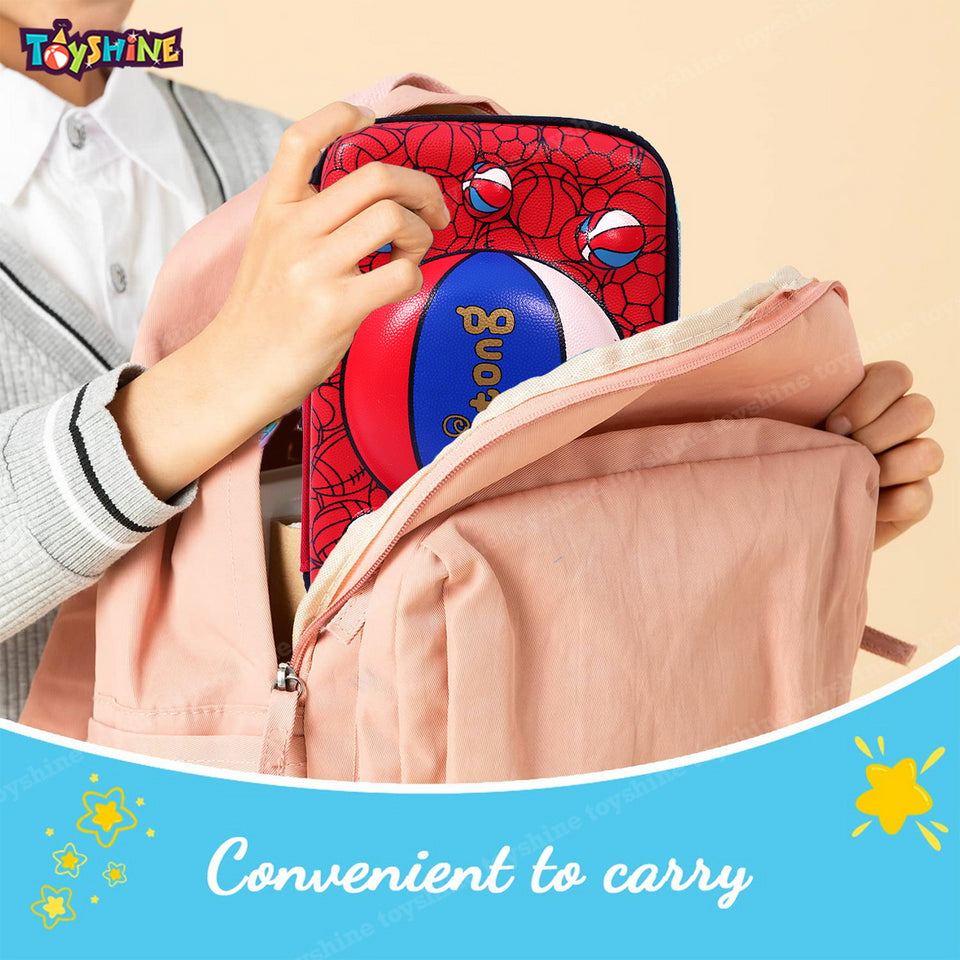 Toyshine Ball Games Theme Hardtop Pencil Case with Compartments - Kids Large Capacity School Supply Organizer Students Stationery Box - Girls Boys Pen Pouch, Basketball