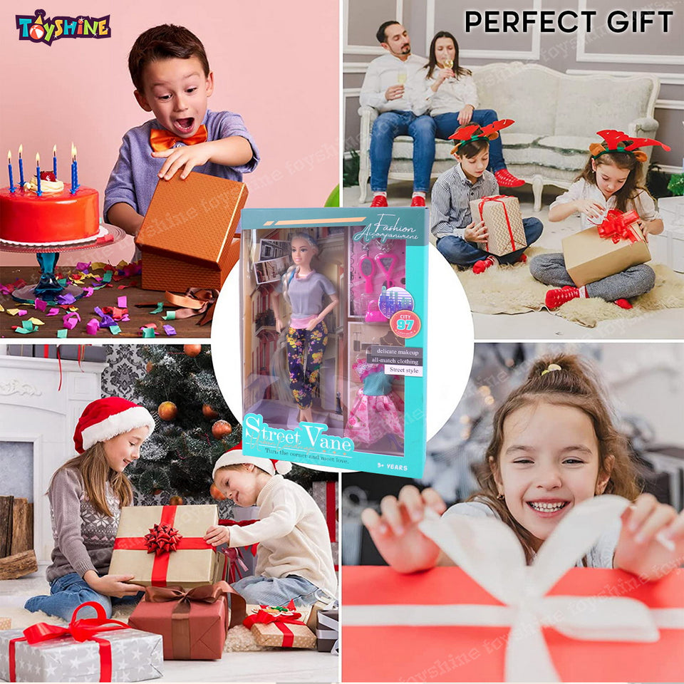 Toyshine Beauty Doll Street Vane with Fashion Accessory Pretend Play Gift for Girls Kids Role Play Toy for Age 3+ Grey