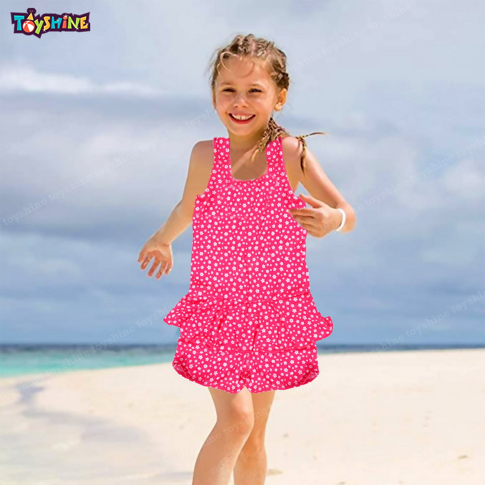 Toyshine Swimming Costume1 Pc Suit for Baby Girls 3-4 yrs (Pack of 2) Color and Design May Vary SSTP- Multicolour