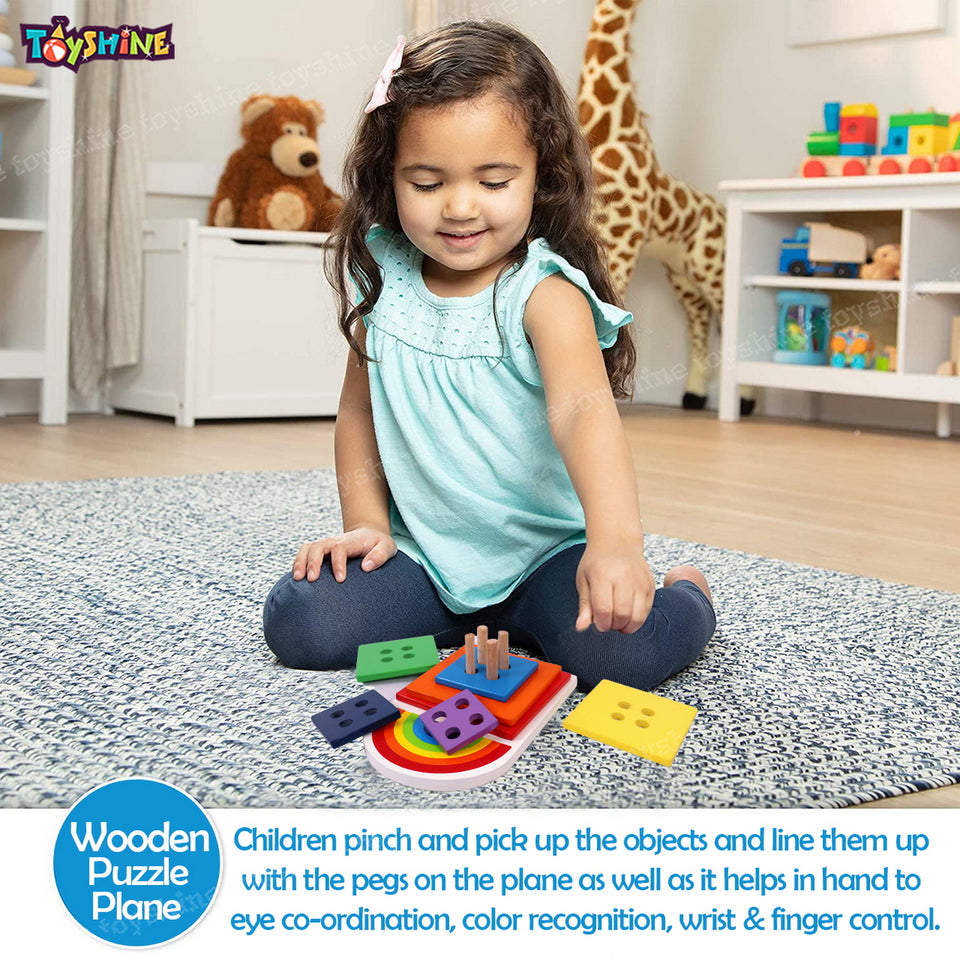 Toyshine Wooden Square Shape Rainbow Stacker, Toddler Learning Educational Wooden Sorting & Stacking Toys for Kids, Birthday Gift for Boys Girls 3-6 Years Old