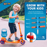 Toyshine Rodeo Runner Scooter for Kids with Anti Slip ABS Base and Aluminium Structure Ride-on, Height Adjustable 3 Wheel Rider for Boys and Girls Ages 3+, Orange Multi