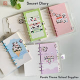 Spanker Pack of 4 Panda Theme School Supplies Portable Pocket Writing Note Book Coil Book Kids Secret Diary - Multicolor