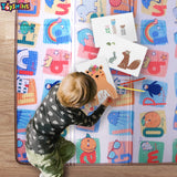 Toyshine 193cm x 176cm Baby Play Mat for Floor Extra Large Foam Play Mat for Baby Foldable Reversable Waterproof Gym Activity Crawling Mat Non Toxic - Alphabet with Animal Print