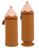 Toyshine Pencil Shaped Pencil Pouch Portable Pencil Bag with Zipper Cute Pen Pouch Bag for Kids Gift Stationery -Brown