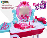Toyshine Carry Along Dressing Table Make Up Set Beauty Table Toy with Briefcase and Accessories, Model for Girls Pretend Play Baby Toys Birthday Present 3-7 Year old