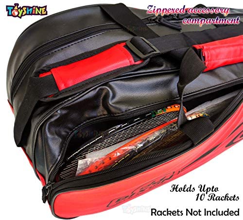 Toyshine Badminton Racket Bag,Single Shoulder Racket Bag 6 Racquet Bag,Waterproof (RED) SSTP