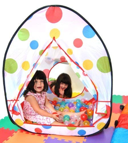 Toyshine Foldable Poka Dots Kids Children'S Ball Pit Indoor Outdoor Pop Up Play Tent House Toy, White Red (Size: 24X29 Inches) - B, Tent House Theme