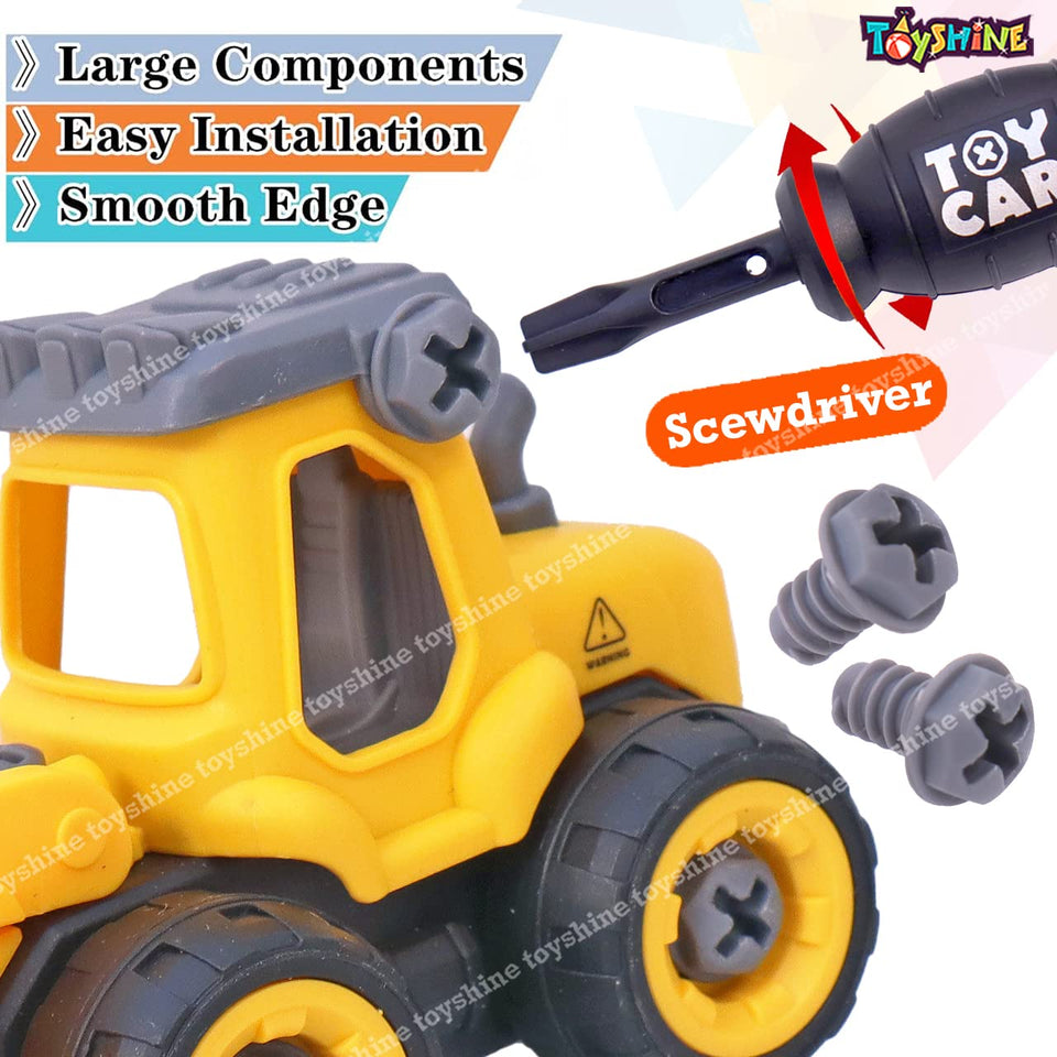 Toyshine Take Apart Toys 4 Pack - DIY Construction Engineering Car Toy, Kids STEM Sand Toys for Toddlers Age 3-5, Building Sandbox Toys Truck, Birthday Gifts for Boys 2 3 4 5 6 Year Old