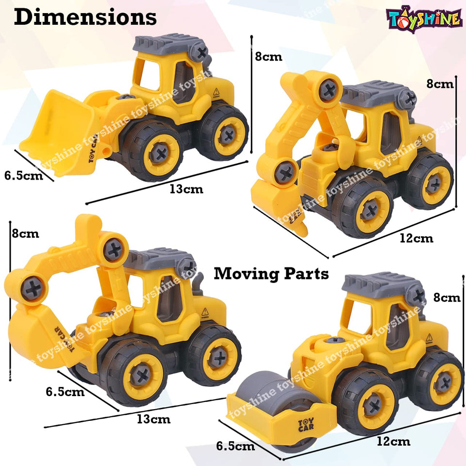 Toyshine Take Apart Toys 4 Pack - DIY Construction Engineering Car Toy, Kids STEM Sand Toys for Toddlers Age 3-5, Building Sandbox Toys Truck, Birthday Gifts for Boys 2 3 4 5 6 Year Old