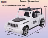 Toyshine 1:18 RC Scale Remote Control Rechargeable Wireless Toy Jeep with Lights for Kids Endless Childhood Fun Birthday Party Gift Return Gift - White