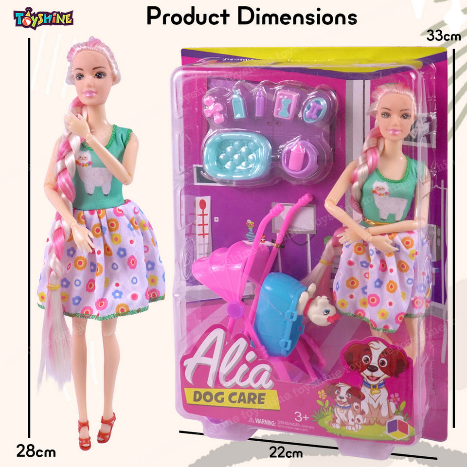 Toyshine Alia Doll with Dog Care Pretend Play Kit Toys for Kids Role Play Set for Age 3+