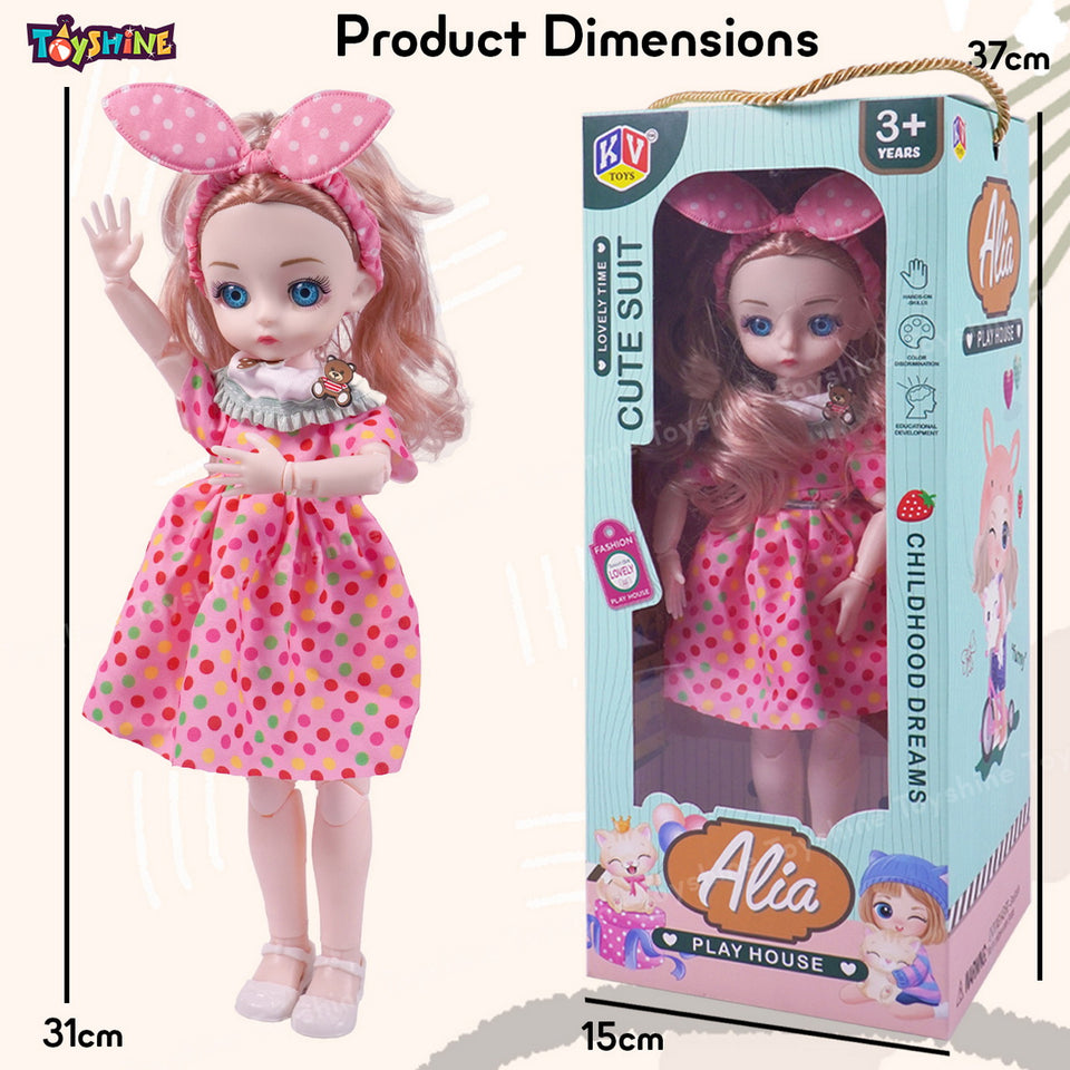 Toyshine Cute Alia Doll Play Toy Set with Movable Hands and Joints Pretend Play Kit Toys for Kids Role Play Set for Age 3+