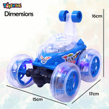 Toyshine Remote Control Stunt Car | RC Stunt Vehicle 360°Rotating Rolling Radio Control Electric Race Car with Lights and Music | Rechargeable Battery for Kids Girls Boys - Blue