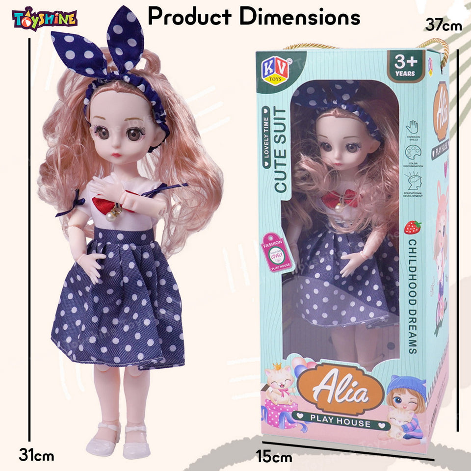 Toyshine Cute Alia Doll Super Wash Cleaning Play Toy Set with Movable Hands and Joints Pretend Play Kit Toys for Kids Role Play Set for Age 3+